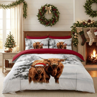 Christmas The Highland Family Panel Duvet Set SINGLE