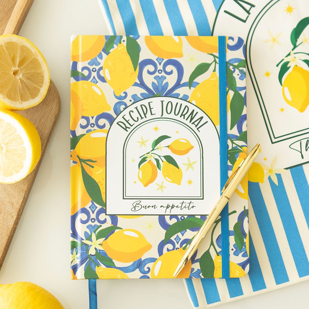 Italian Lemon Print A5 Recipe Journal