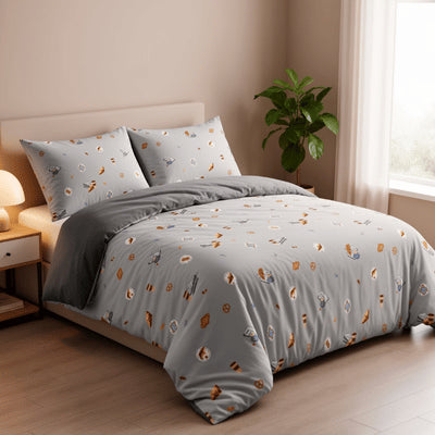 Fun Design Duvet Set Croissant Cafe Double