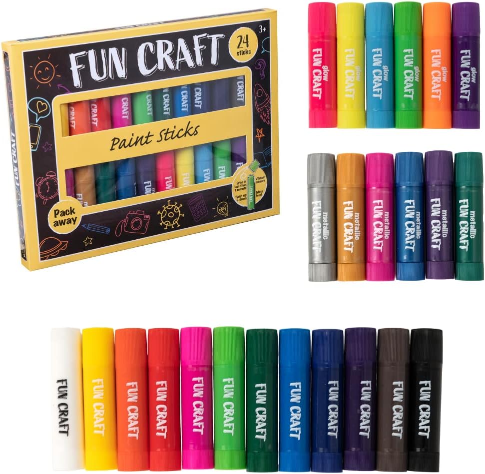 Fun Craft 24-Pack Tempera Paint Sticks for Kids