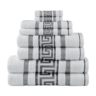 Snoozeville Royal Greek Jumbo Bath Sheets White   X 2