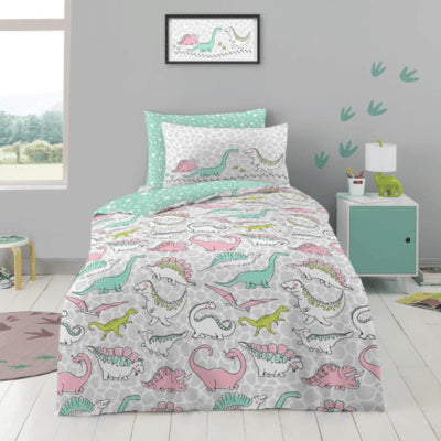 Kids Dinosaur Doodle Single Duvet Set & Pillowcase