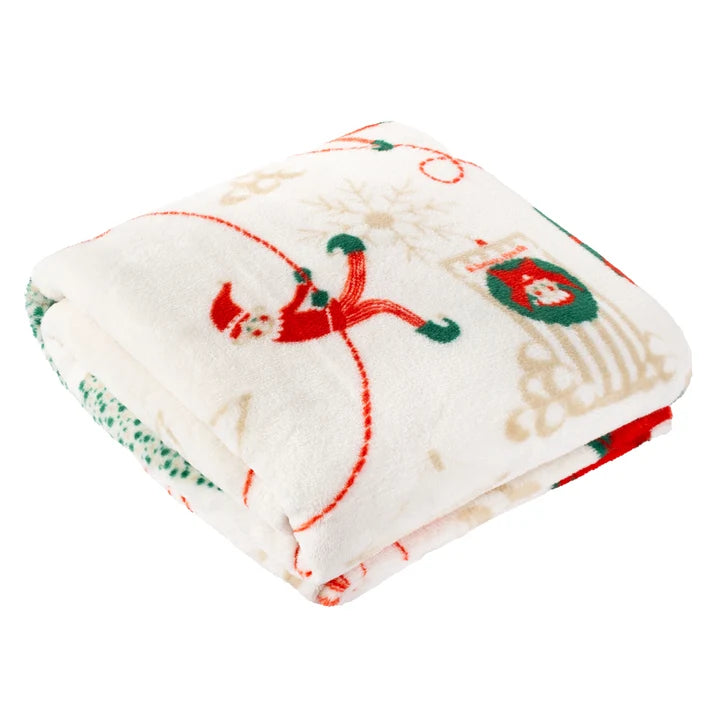 Elfie Printed Fleece Throw Cream/Mint