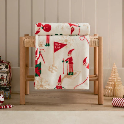 Elfie Printed Fleece Throw Cream/Mint