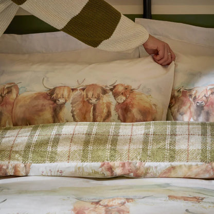 Highland Cattle 100% Cotton Reversible Duvet Cover Set Multicolour  SUPER KING
