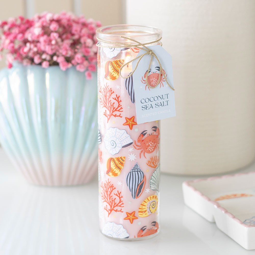Pastel Shell Print Coconut & Sea Salt Tube Candle