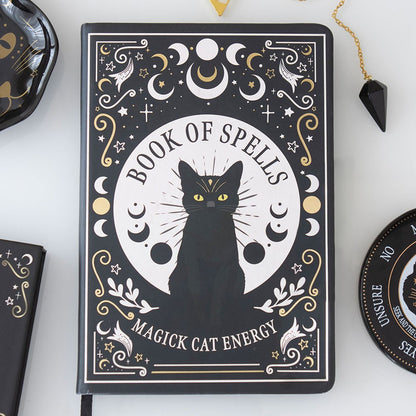 Black Cat Magick Book of Spells A5 Notebook with Pen