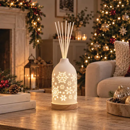 LED Ceramic Diffuser Snowflakes 19cm+100ml clean linean fragrange oil