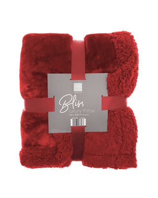 Bliss Luxury Design Flannel Throws 150x200cm - Winter Red