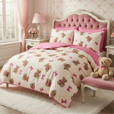 Fun Design Duvet Set Teddy Bears & Bows Double